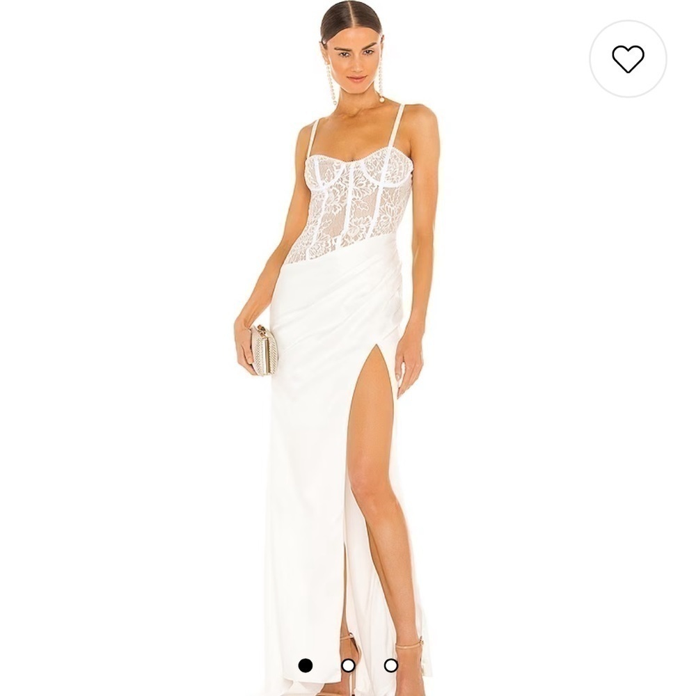 Katie May White Lace Bodice Satin Maxi Dress
